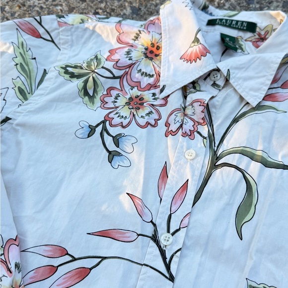 Gorgeous Ralph Lauren Floral cream Casual Shirt size M - Picture 3 of 12